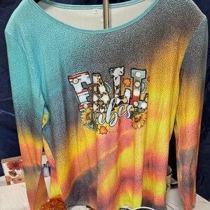 Fall Vibes Gradient Long Sleeve Top